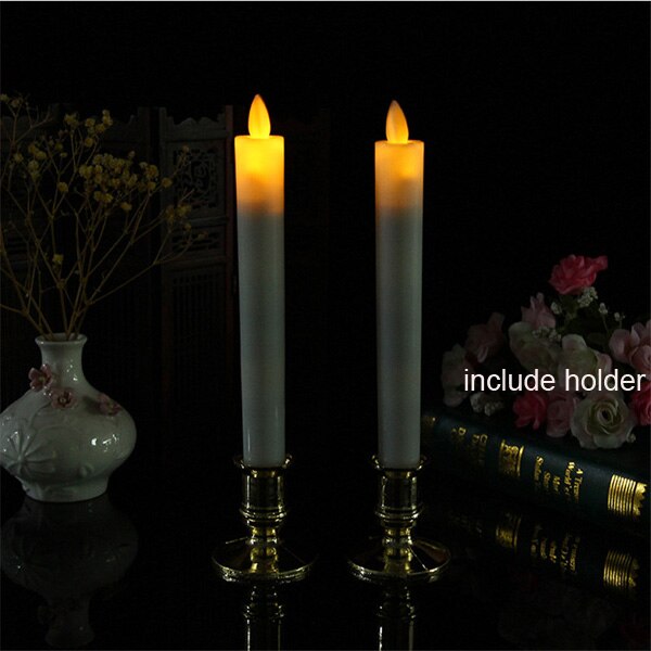 Pack of 2 Warm White Remote Led Swing Electronic Candles,Timer Battery Led Pillar Candles With Dancing Moving Flame,Base Include: yellow not remote