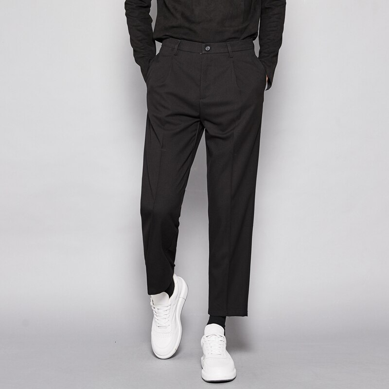 Iefb herfst heren kostuumbroek losse casual 3 kleuren broek engelse stijl all-match broek voor heren 9 y 104: Zwart / Xxl