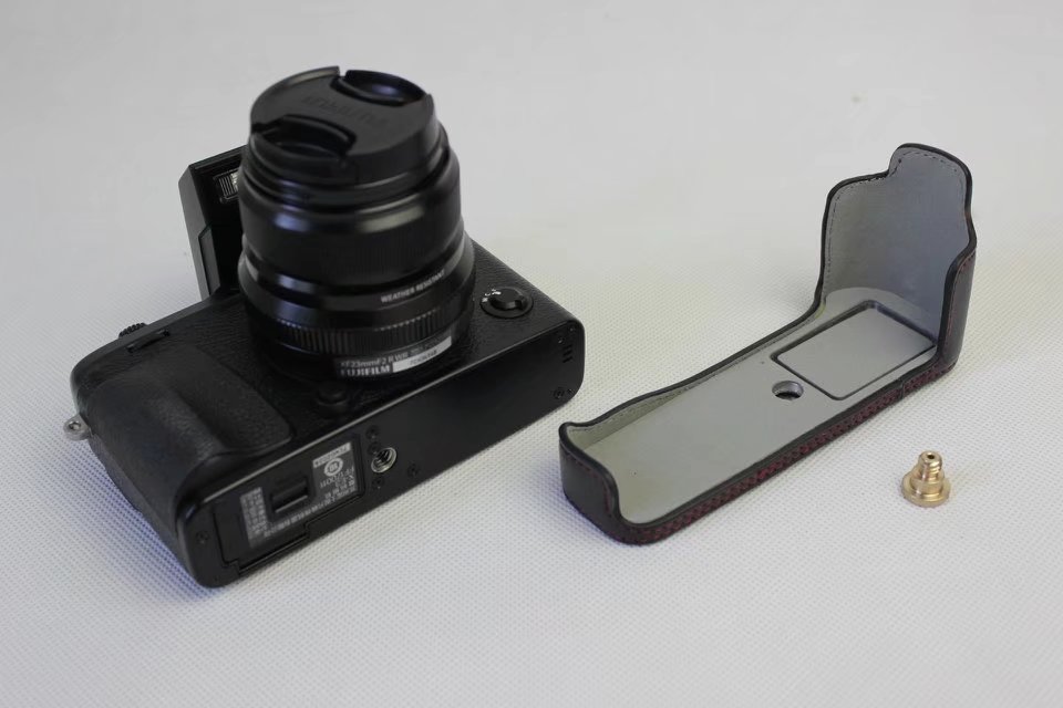 Étui de fond de sac pour appareil photo en cuir PU pour Fujifilm XE3 X-E3, housse demi-corps avec ouverture de batterie