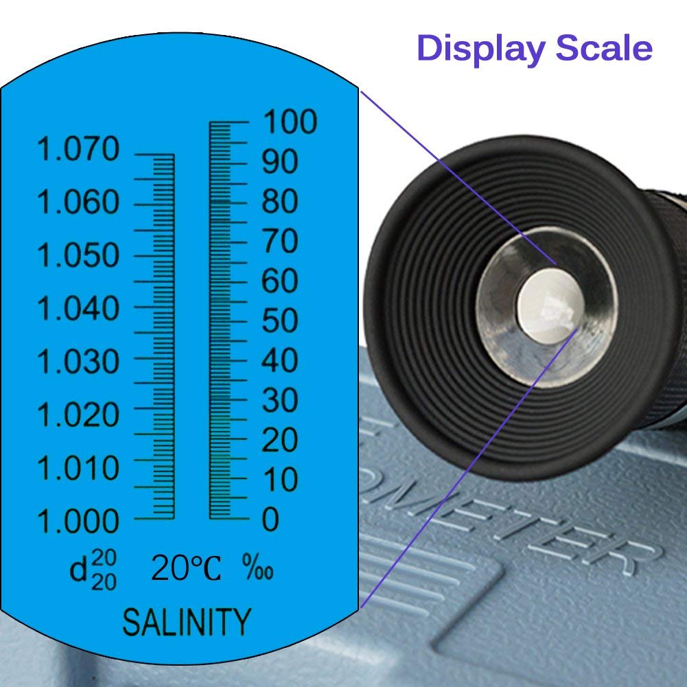Salinity Refractometer For Seawater And Marine Fishkeeping Aquarium 0-100 Ppt With Automatic Temperature Compensation