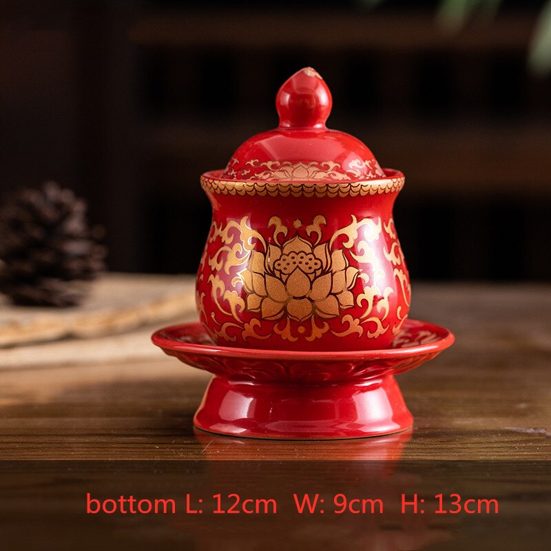 1 Pc Chinese Stijl Heilige Water Cup Keramiek God Van Rijkdom Serveren Mokken Aanbidding Boeddha Lotus Aanbieden Cups Boeddhistische Leveringen: B3