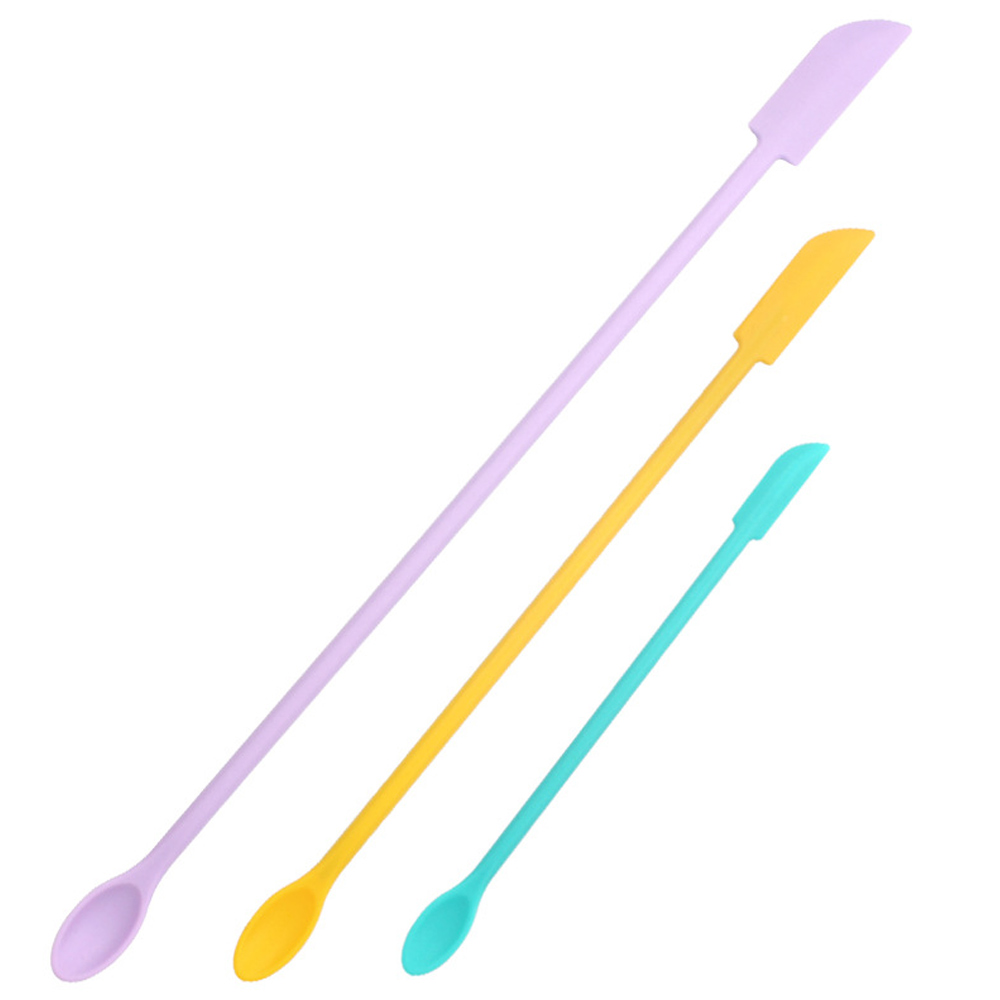Ensemble de spatules en Silicone, grattoir à Double tête, crème de confiture cosmétique, bouteille profonde, Mini spatule allongée à petite pointe, outil de maquillage Spa 3 pièces: YELLOW