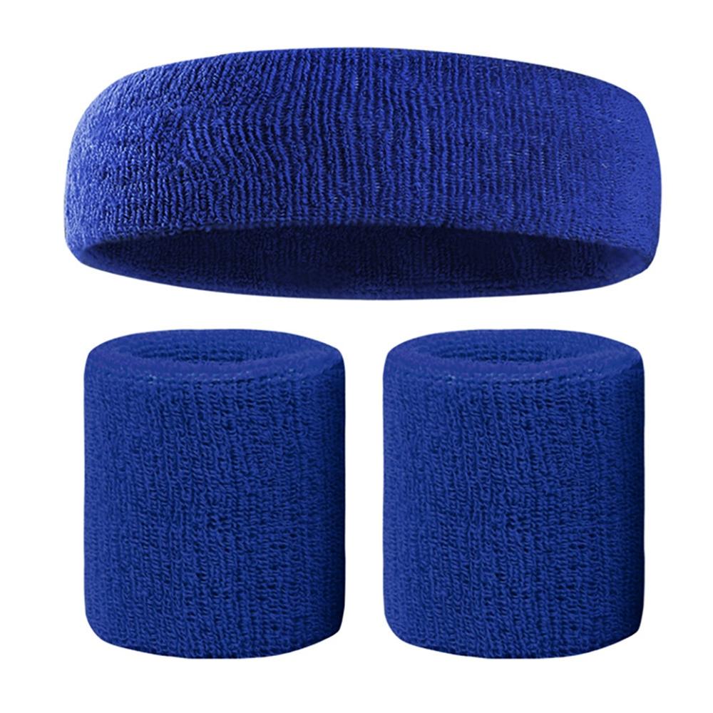 Fitness Elastic Headband Breathable Sweat Absorbent Hair Band Head Wrap Sweatband Cotton Set: SL