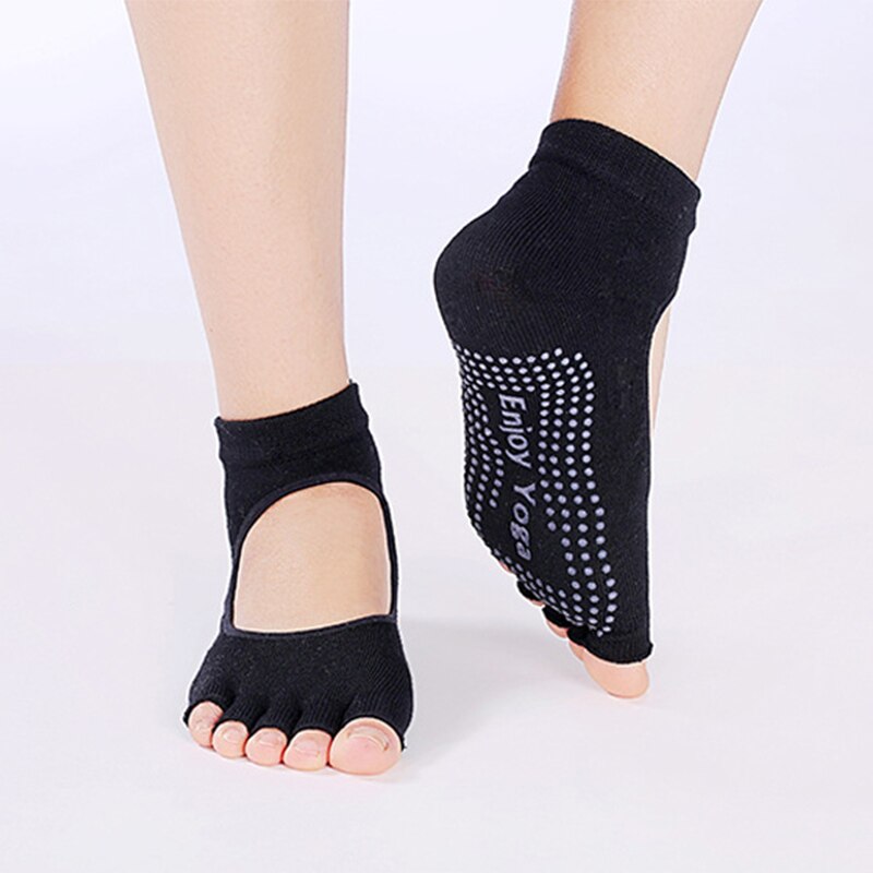 Calcetines cortos de Yoga sin espalda con cinco dedos, Calcetines antideslizantes de secado rápido con 5 dedos, para Fitness, deporte, Pilates, calcetín de Ballet, calcetines de algodón para Gymwear