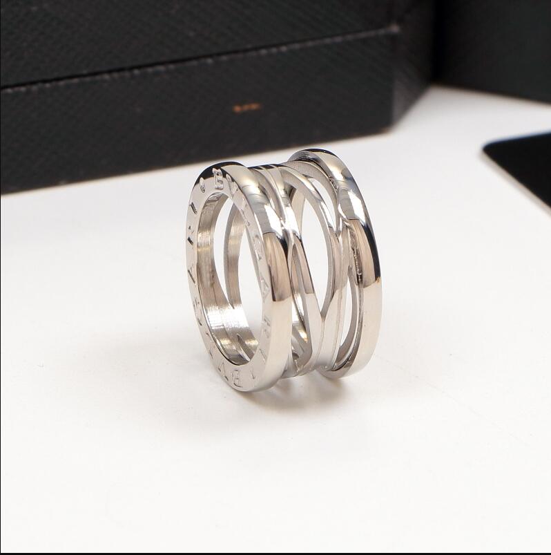 BVLGARI- men women Legendary hollow ring titanium steel letter ring couple