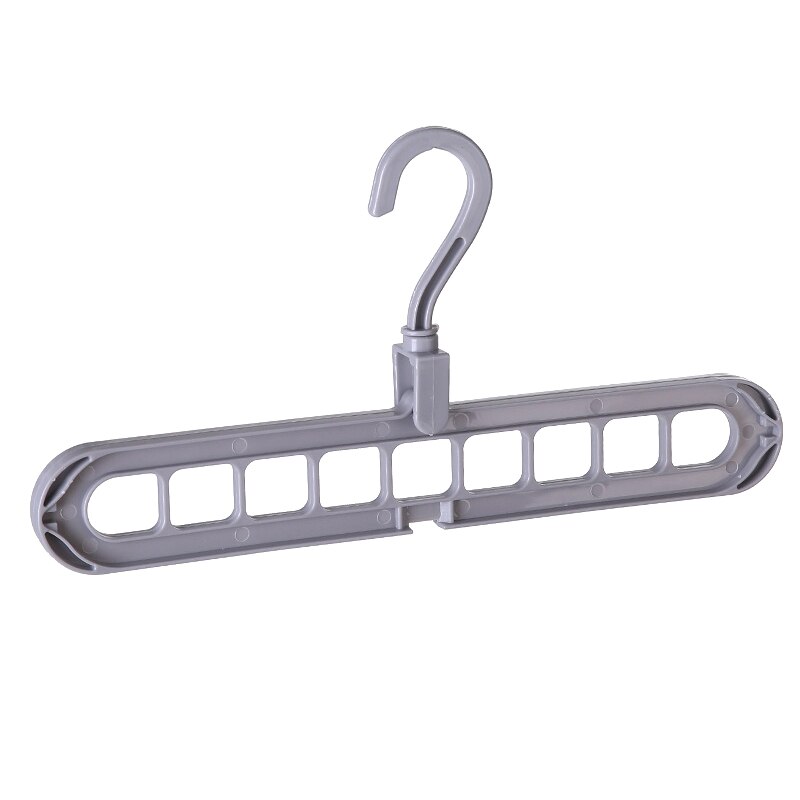 Portable Multi-function Clothers Hanger Practical Home Sturdy Nine-hole Rotating Space Saving Folding PP Plastic Storage Supply: gray