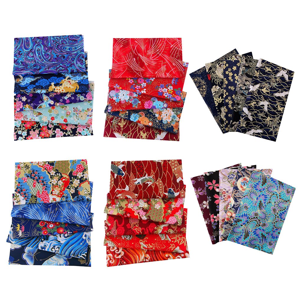 30 stuks katoenen patchwork goudkleurige bloemenstof naaien lapjes