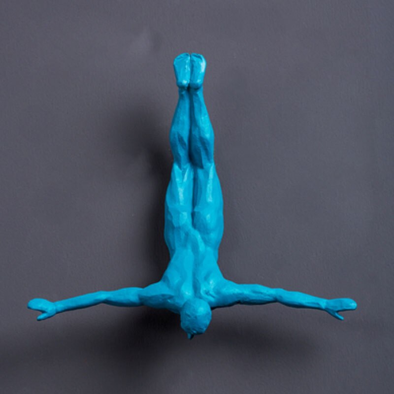 Bungee Springen Charakter nordisch Blau/gelb/verrotten Harz Zauberstab Hängen Dekoration Wohnzimmer Kreative Bunte Statue