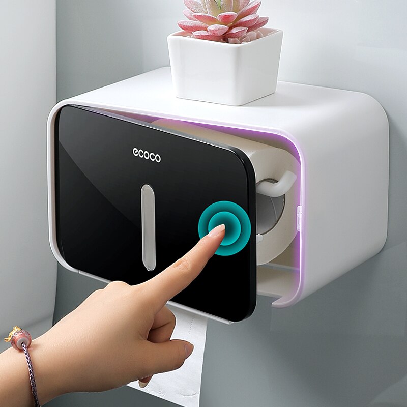 Badkamer Muurbevestiging Waterdichte Toiletrolhouder Voor Handdoeken Creatieve Lade Tissue Doos Plank Papierrol Buis Magazijnstelling
