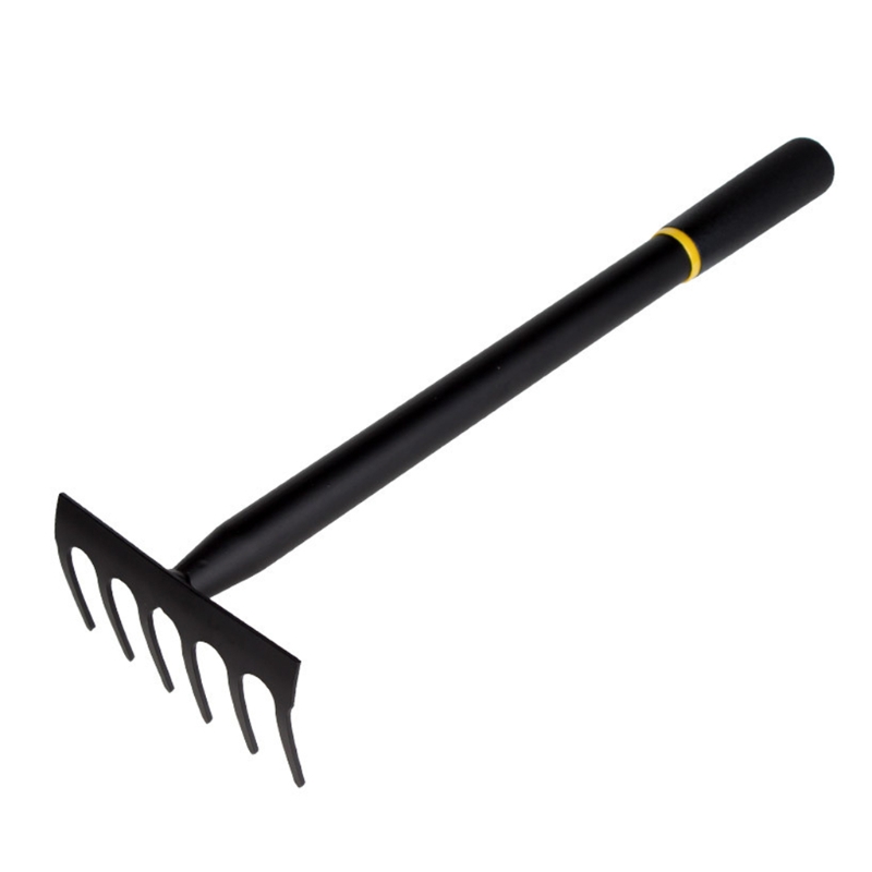 Garden Hand Rake - 6 Tines Metal Garden Cultivator Rake Small Tiller Tools with High Carbon Steel Heads for Planting