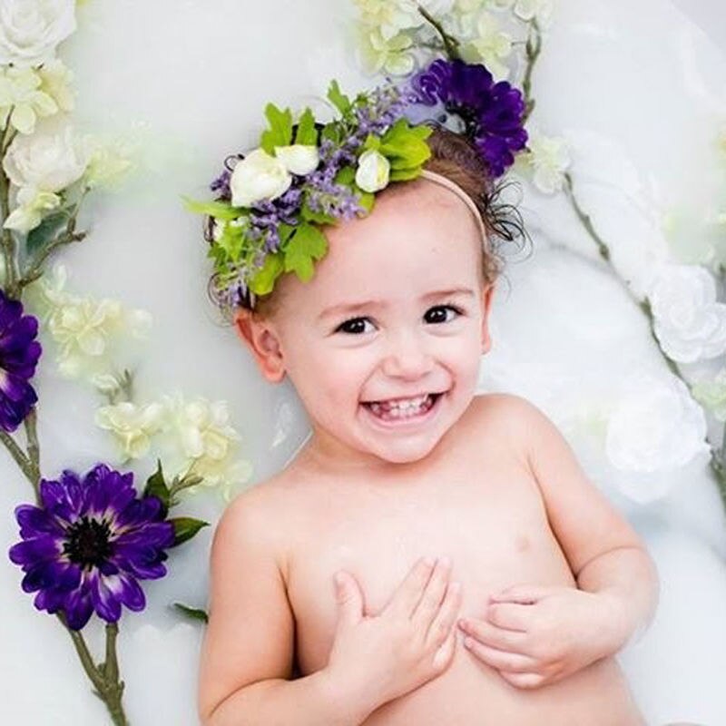 Diadema de flores hecha a mano bebé verano estilo recién nacído diadema, corona de flores niños a juego guirnalda accesorios de bandas para el cabello