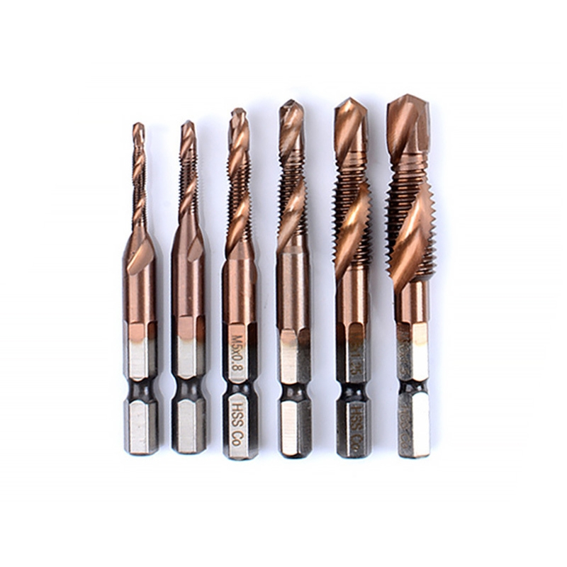 Metric 6 Stuk Pak Tap Diameter M3 M4 M5 M6 M8 M10 Zeshoekige Schacht Boren En Tappen Geïntegreerde Composiet tap: C6