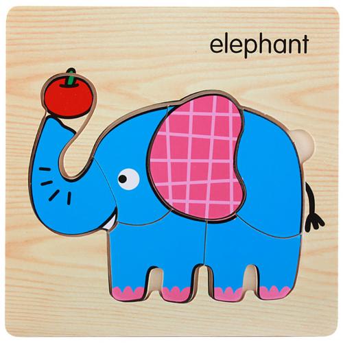 Holz 3D Tiger Fisch Marine Tier Puzzles Bord Pädagogisches Kinder Spielzeug entwickeln kinder der anerkennung farben und form: Elephant