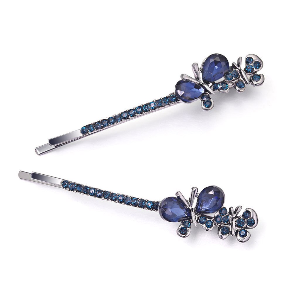 Dalaful 1PCS Vlinder Haar Clips Crystal Rhinestone Elegante Bobby Pins Voor Vrouwen Meisje Haarspelden Barrette F161