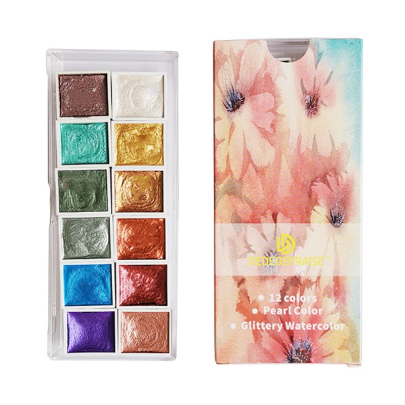 Ensemble de couleurs à paillettes, Pigment métallique doré, peinture d'artiste, N7MA, 6/12 couleurs: 12 Colors
