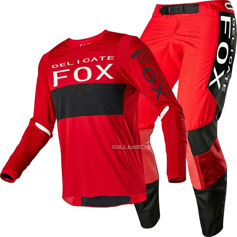 Delicate Fox MX Racing 360 Linc Automotive MTB Bike Off-road Motorcycle Gear Set Motorbike Suit: jersey XL pant 36 / Red