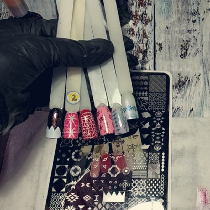Plantilla de sellos para decoración de uñas, 9,5x14,5 cm, hojas de flores, patrón de imagen, Placa de impresión para manicura