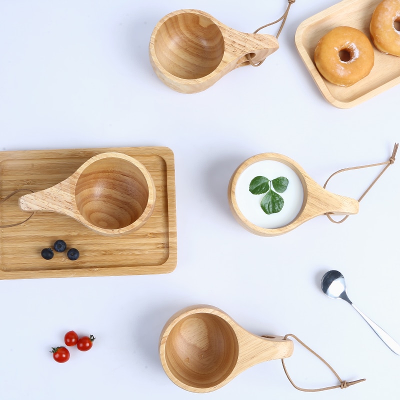 Taza portátil china de madera para café, té, leche, agua, zumo, limón, hecho a mano, novedad