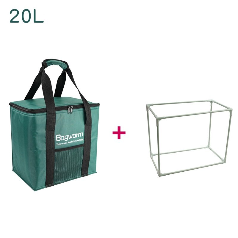 35L Folding Lunch Cooler Bag Support Insulation Thermal Bag Picnic Lunch Box Car Portable Food Ice Pack Refrigerator: 20L Dark Green