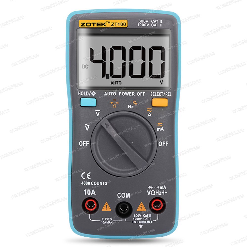 ZOTEK ZT100 Multimetro Digitale Multi Tester Luce Posteriore AC/DC Voltmetro Diodo