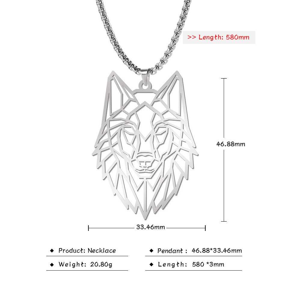 Skyrim-collar con colgante de acero inoxidable para hombre, joyería con de oso, lobo, tigre, leopardo, perro, conejo: wolf 1