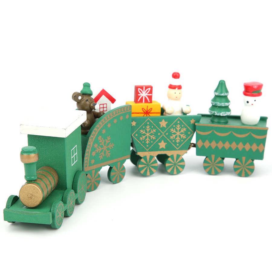 Decorazione Di buon Natale di Legno Santa Treni Giocattolo Dei Bambini Del Fumetto Del Regalo Di Natale In Legno Treno di Natale Vetrina Decorazione