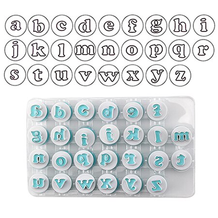 26 pcs plastic Push Fondant cookie cutter Mini Upper & Kleine Letters DIY Cake pops pastry bakvorm Cake Decorating gereedschap: Lower case letters