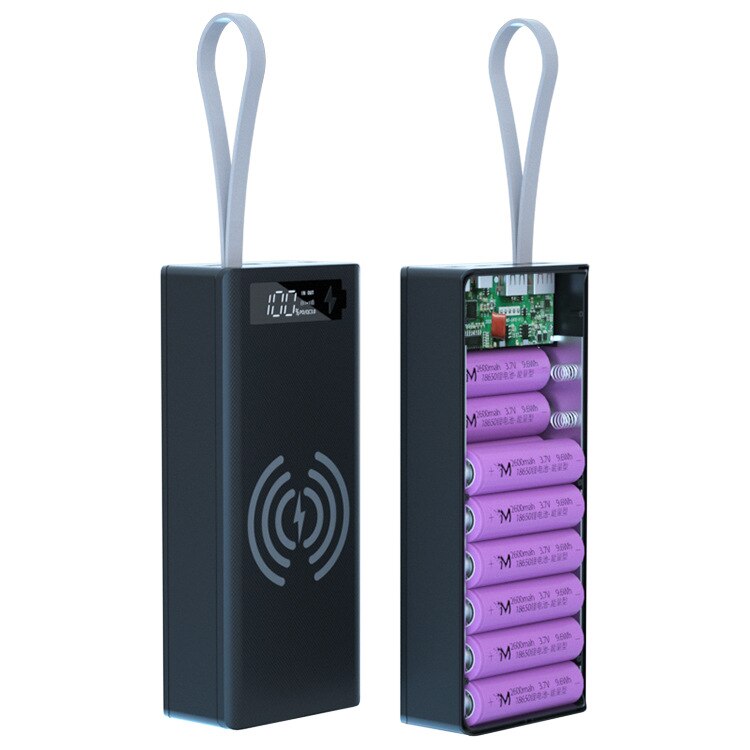 Funda de Banco de energía desmontable QC3.0, carcasa de batería, 10W, caja de carga inalámbrica, USB Dual, caja de carga de teléfono móvil