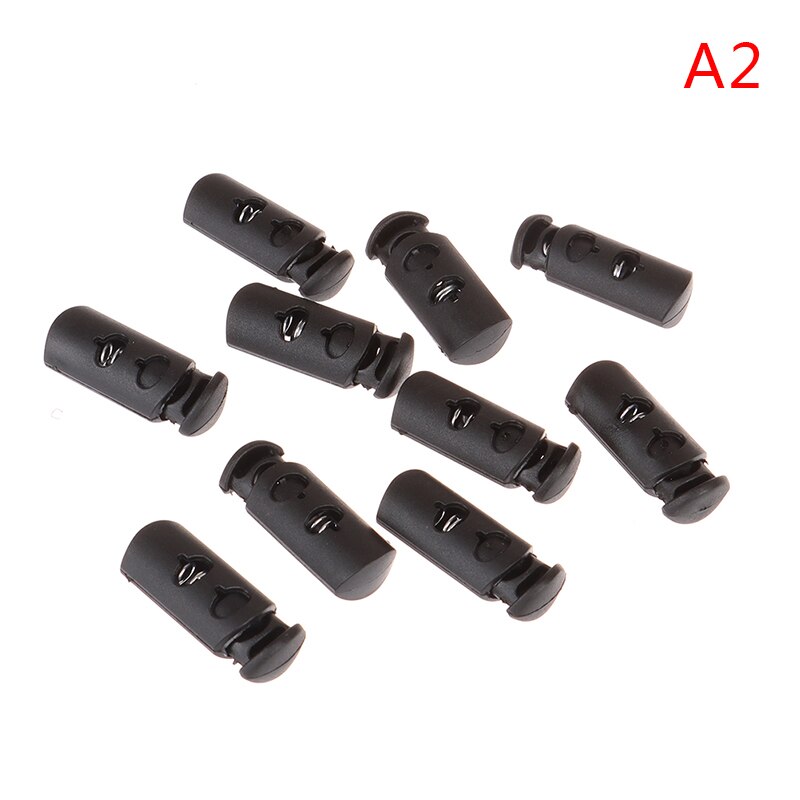 10pcs Multi Style Black Push Cord Lock Spring Clasp Plastic Stoppers Ends Toggles Clip For Apparel Bungee Elastic Rope Parts: 2