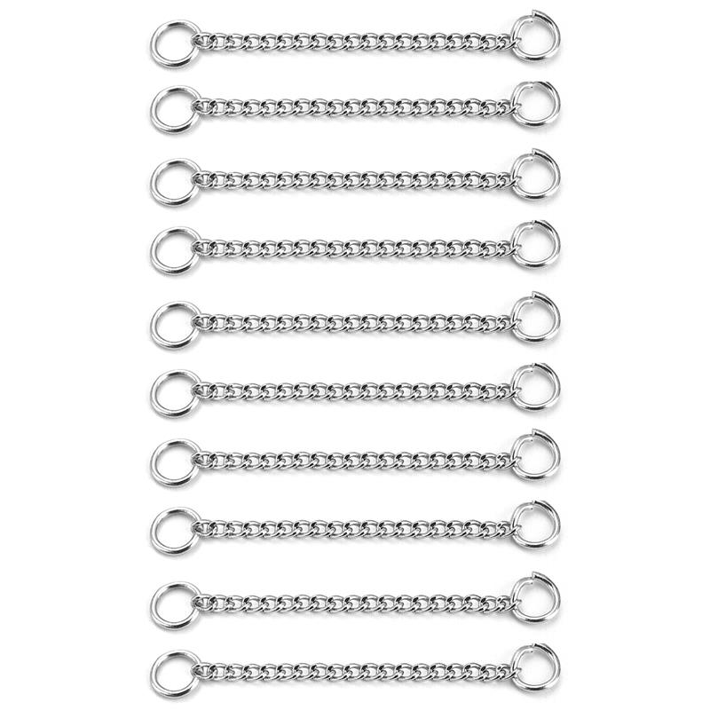 10 Uds. De cadena de extensión soldada de acero inoxidable de 3cm/5cm, collar dorado, extensor de pulsera, cadenas de cola para suministros de joyería DIY: Gris