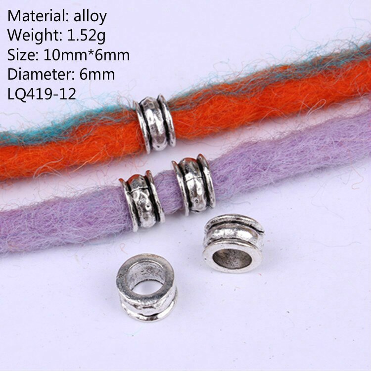 5 stk retro sølvfarvet guld farve hår flet ring tilbehør klips til kvinder piger dreadlocks perler cirkel styling værktøj hul 5-7mm: Nr. .11
