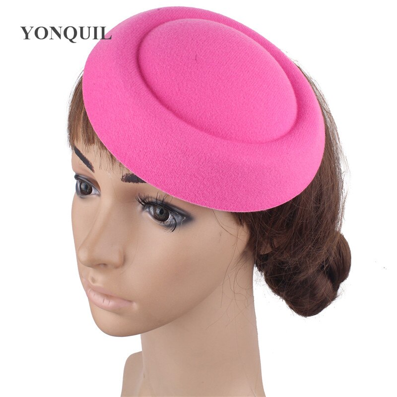 20 Kleuren 16Cm Tovenaar Hoeden Bases Wolvilt Party Hoeden Diy Haaraccessoires Pillendoosjepet Stewardess Cap 12 stks/partij MH018: Rozerood