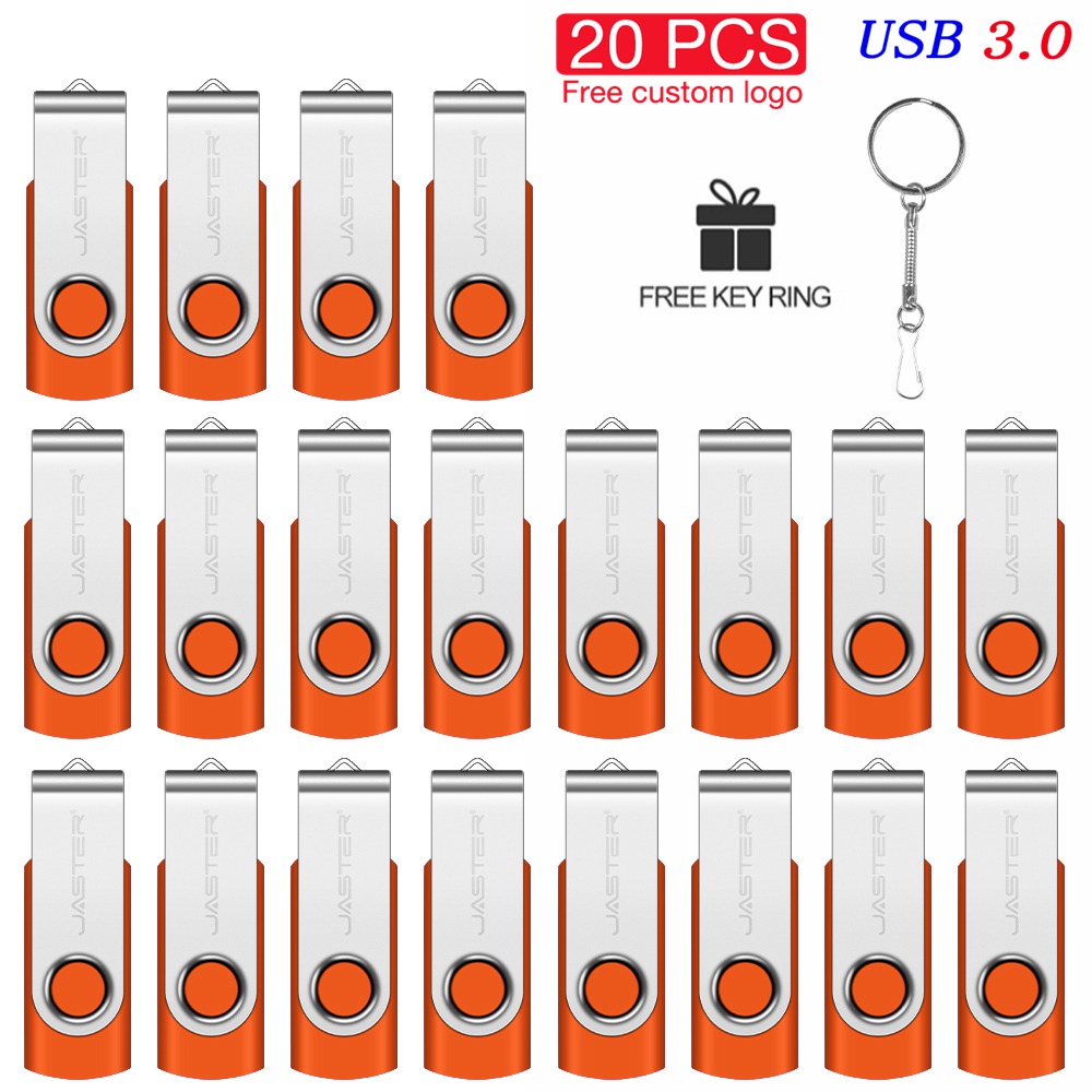 USB3.0 20 PCS Lot USB 3.0 Flash Drive 128GB Free Custom Logo Memory Stick 64GB Key Chain Pen Drive 32GB Colorful Pendrive U Disk: Orange / 16 GB