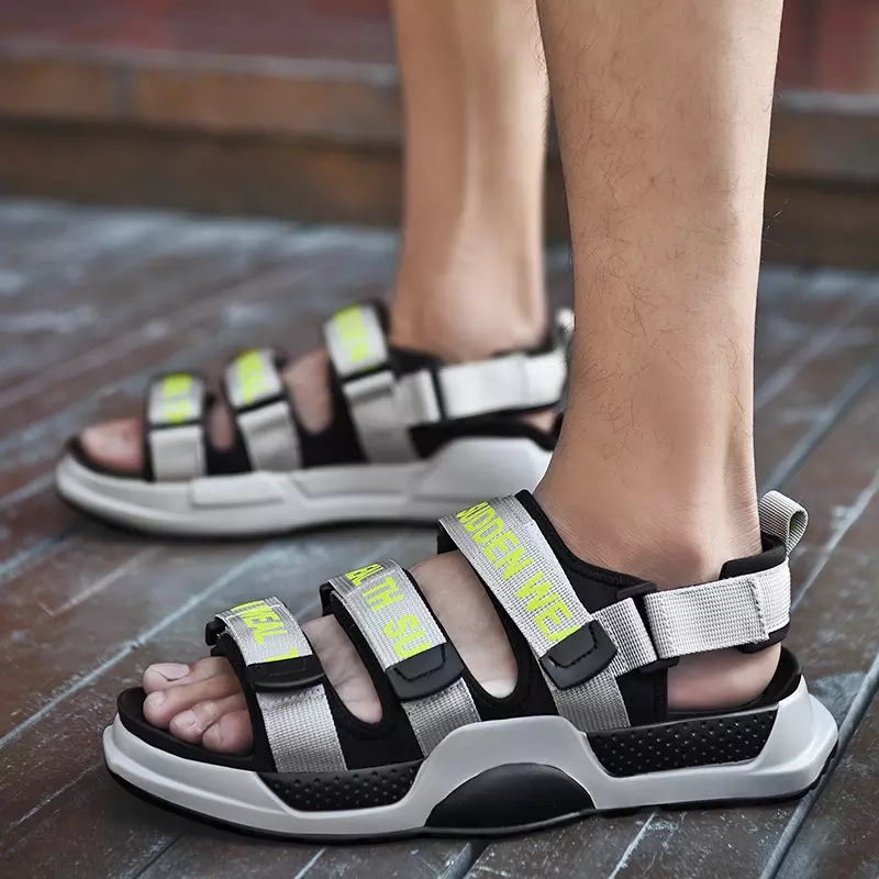 Troadlop gladiator mænd sandaler behagelige strappy sko afslappet sommer fodtøj rom stil strand sko til mænd: Grå / 43