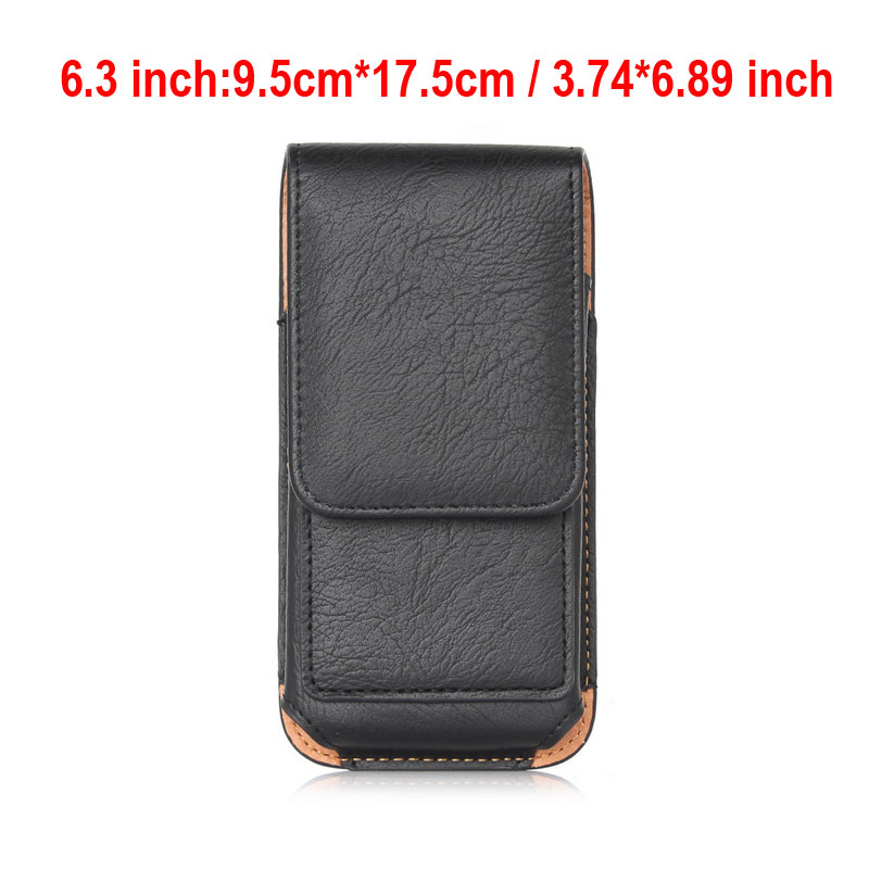 Yiang heuptas heren pu leer litchi patroon 360 flip mobiele telefoon tas heuptas retro riemclip tas leren riemtas zwart: 6.3 inch zwart