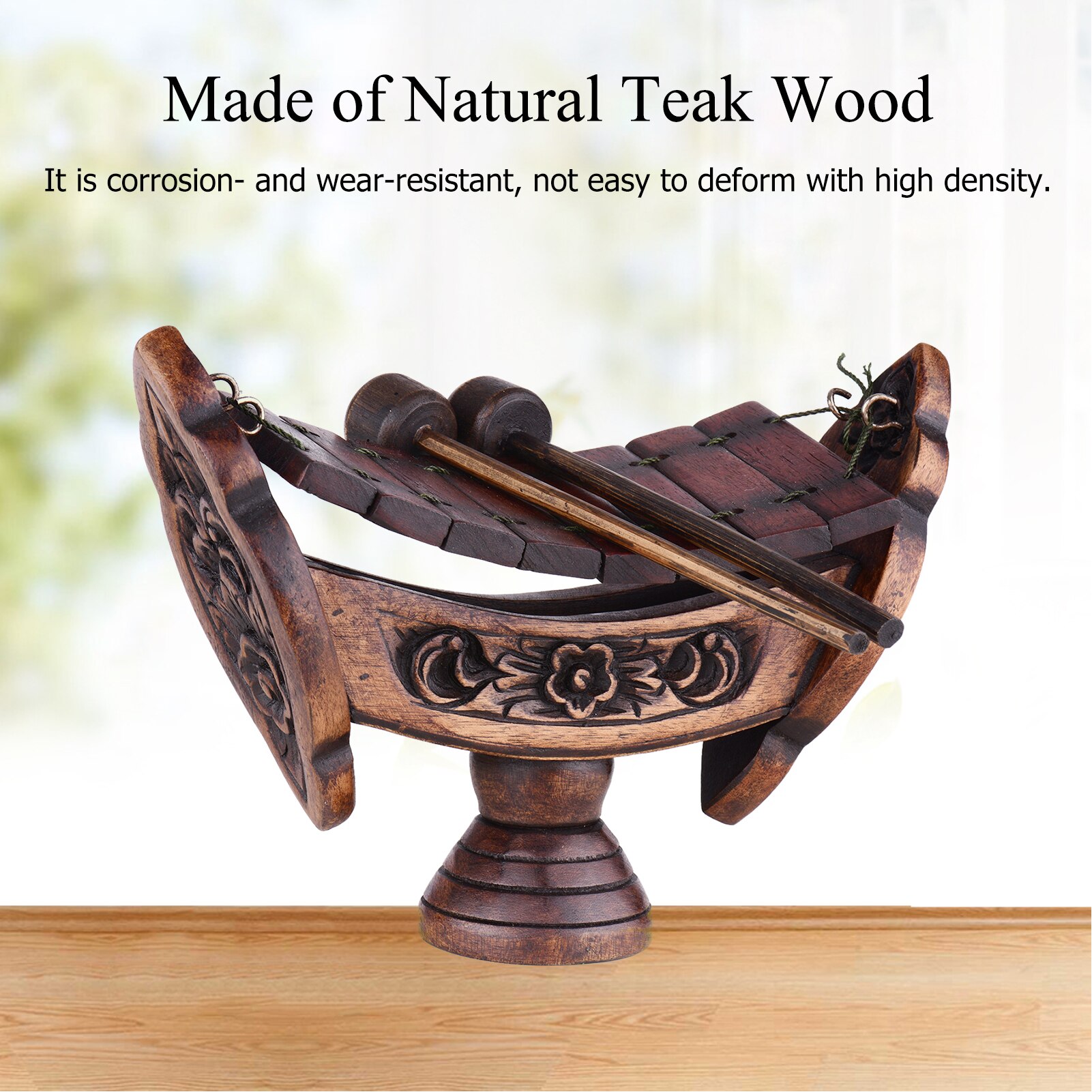 Instrument de musique à Percussion thaïlandais en bois de teck, 8 Notes, Xylophone, décoration artisanale en bois, pour la maison avec maillets
