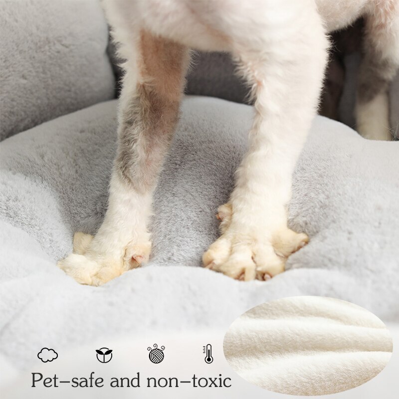 Flower Shaped Cat Bed Indoor Cozy Pet Beds Ultra Soft Plush Dog Basket Sunbed Warm Self-Warming House Sleeping Bag Cushion Mat
