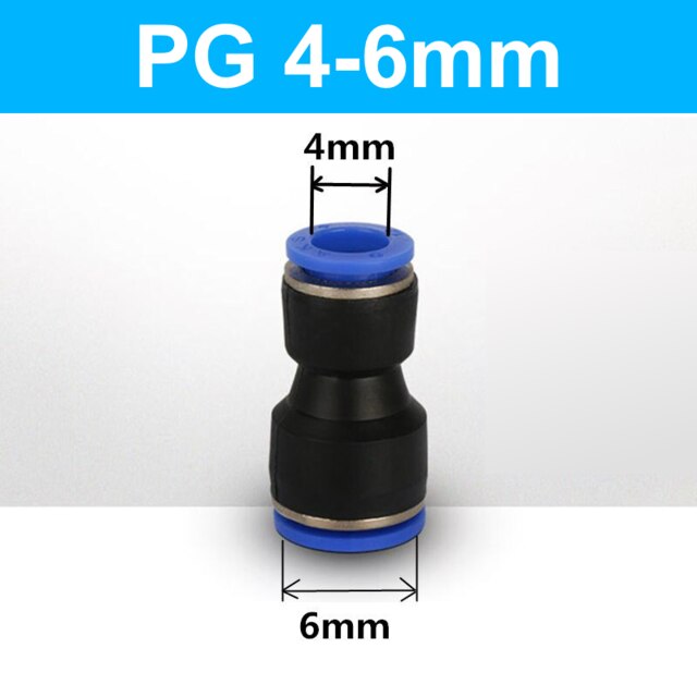 Quick Pneumatic Fittings Plastic Connector PG 4/6/8/10/12/14mm High Pressure Hose Variable Diameter Air Pipe Straight Butt Joint: 4mm-6mm