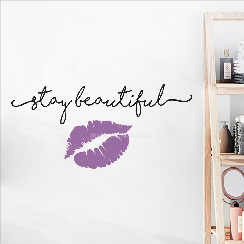 Makeup Wall Decal Makeup Artist Vinyl Wall Sticker Cosmetics Lipstick Beauty Salon Wall Art Beauty Studio Wallpaper Decor LL2273: as pic 3 / S 56cm x 26cm