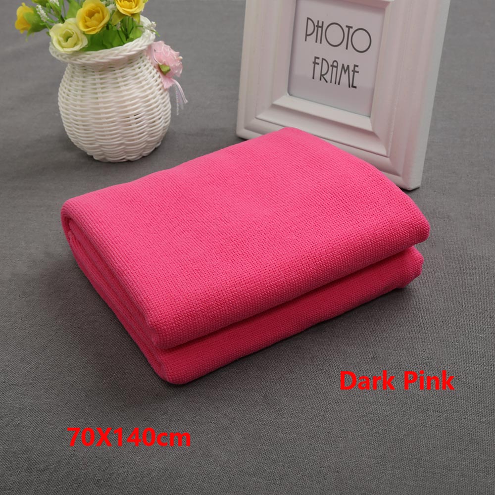 1pc färgglada 70 x 140cm snabbtorkande badlakan absorberande strandhandduk rosa mikrofiber fleecefilt torkande badstrandshanddukar: Mörkrosa
