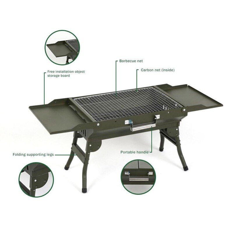 Draagbare Houtskool Bbq Grill Mini Inklapbare Draagbare Grill Camping Outdoor Kookgerei Party Koken Gereedschap Draagbare Grill