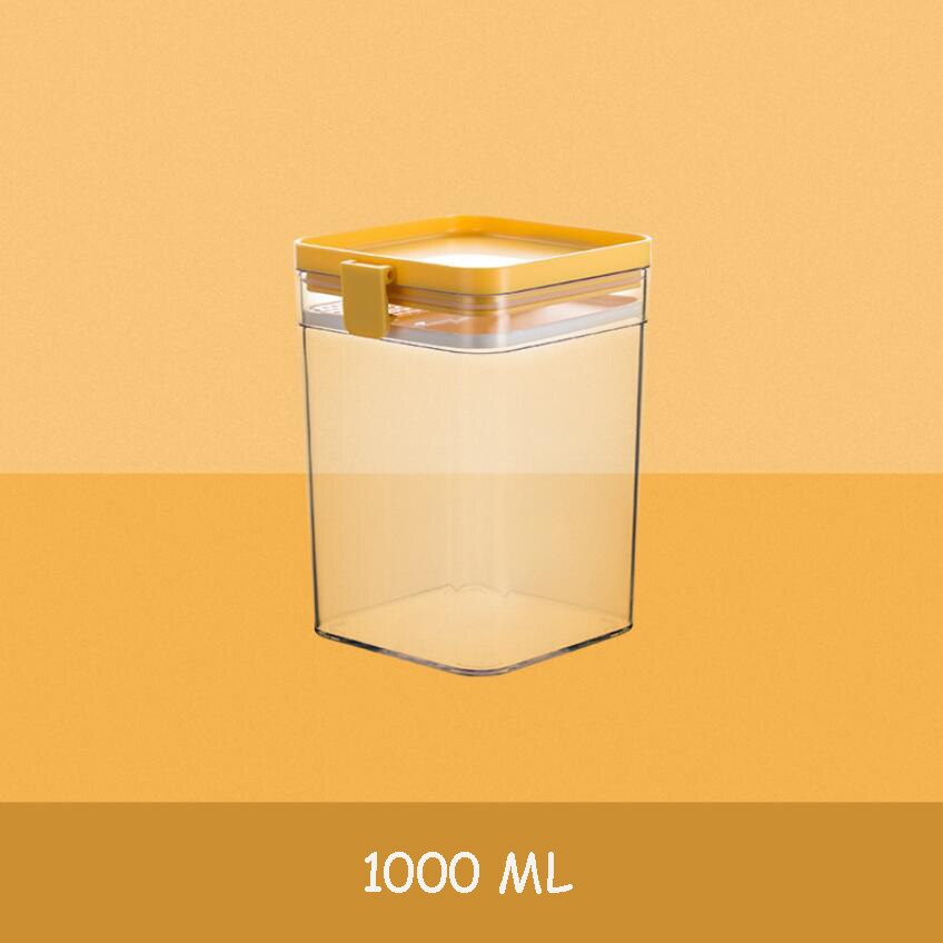 Kitchen Food Storage Sealed Container Airtight Jars with Lid for Storage Seasoning Candies Snack Cereal Pasta Tea Sealed Tank: 1000ML Lemon Yellow