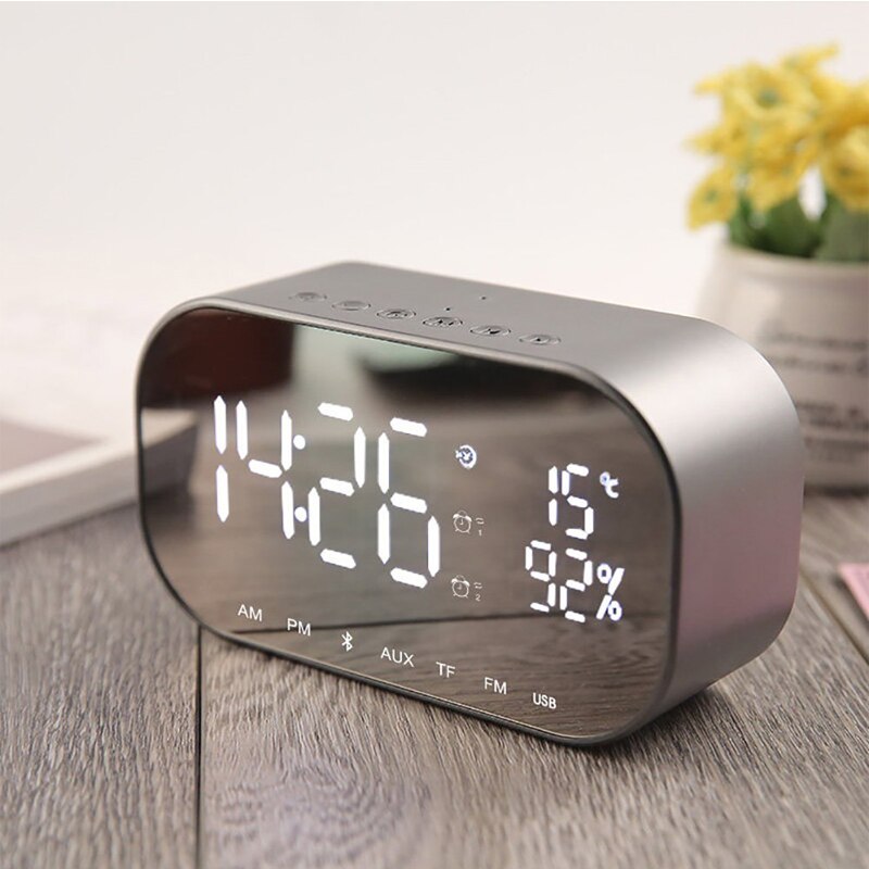 XSQUO Radiowekker Met Batterij En Bluetooth - Dual Wekker Met FM-Radio, SD-Kaart En Omgevingslicht