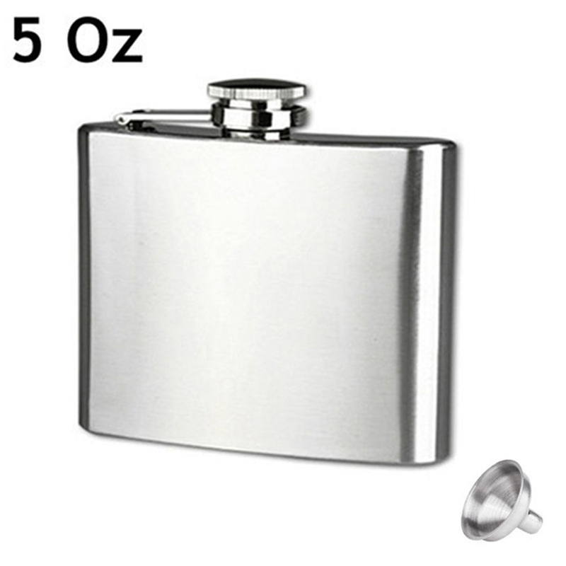 Flacon en acier inoxydable avec entonnoir, pour whisky de liqueur, bouteille d'alcool Portable 4 5 6 7 8 9 10 18 OZ: 5oz
