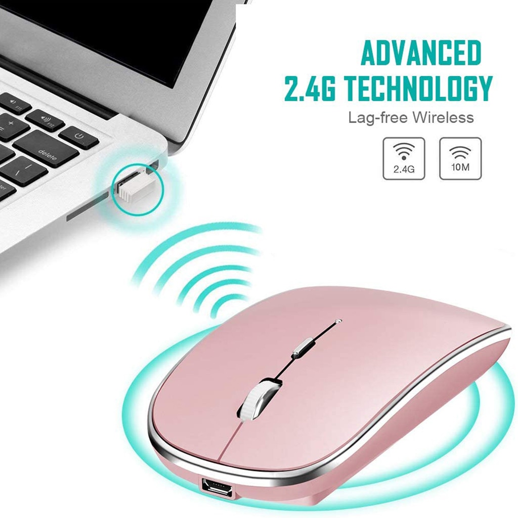 Wireless Charging Mouse Ultra-thin Mouse + Mouse Receiver Adapter Pc Desktop Office Entertainment Laptop Accessories