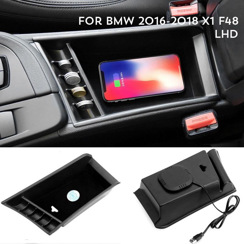 1lot Mobile phone wireless charging Central Armrest storage box For BMW X1 F48 /118i 120i F20 F21 saden