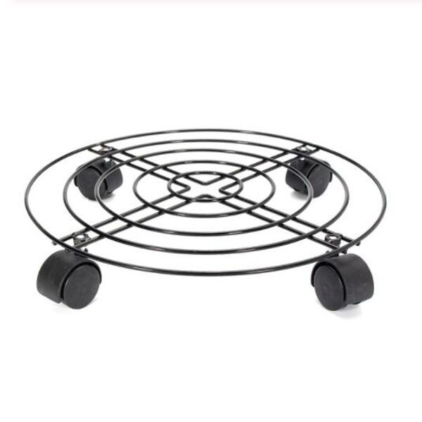 Black 4 Sizes Metal Round Flower Plant Pot Tray 4 Wheels Heavy Planter Flowers Pot Mover Trolley Plate Stand Holder Garden Tools: 40CM