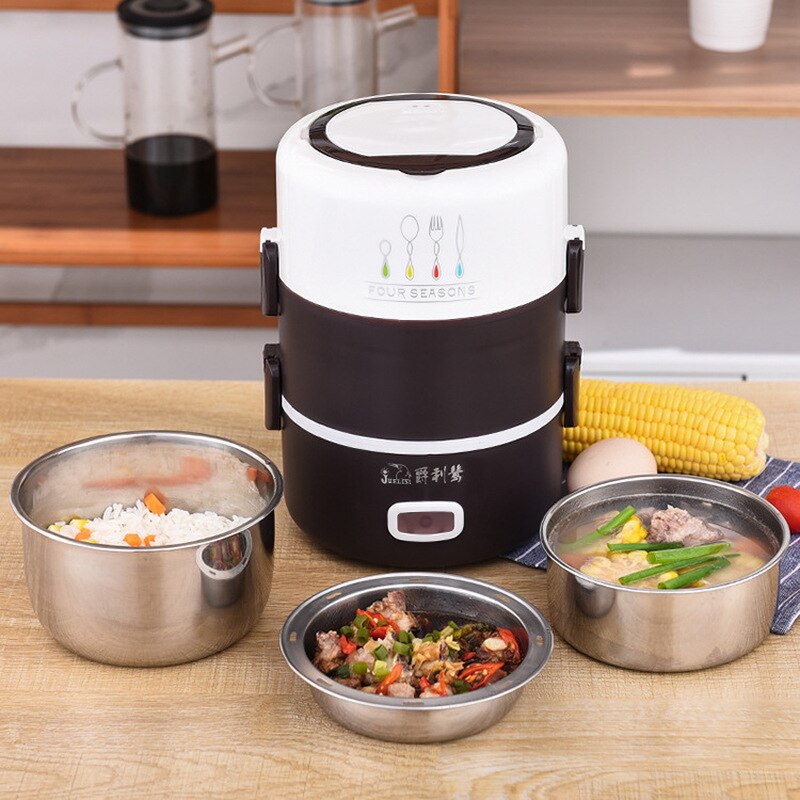 Electric Lunch Box Mini Rice Cooker Electric Pot Food Heater Small Portable Multi Cooker Egg Steamer Stainless Steel Hotpot Soup