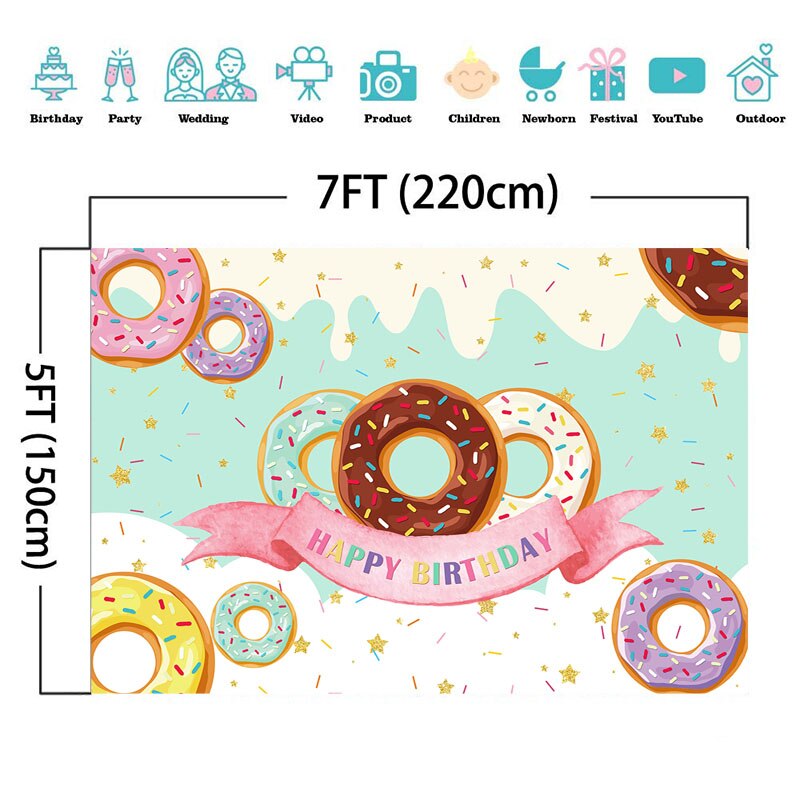 Beignet thème décors pour la photographie joyeux anniversaire fête bannière décoration doux chocolat fille anniversaire Photo fond