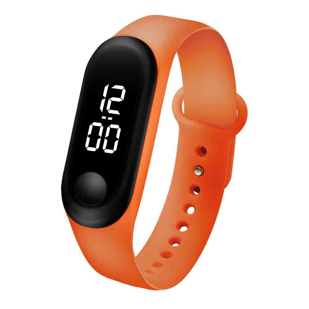 Herreklokke sportsklokke ledet elektronisk sport digital reloj armbåndsur godterifarge silikonklokker til menn relogios masculinos: M3w- oransje